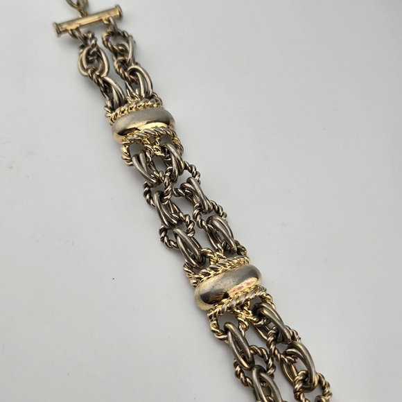 Givenchy Gold Tone Multi-Strand Chain Bracelet 10" Designer Logo Jewelry - Picture 10 of 12